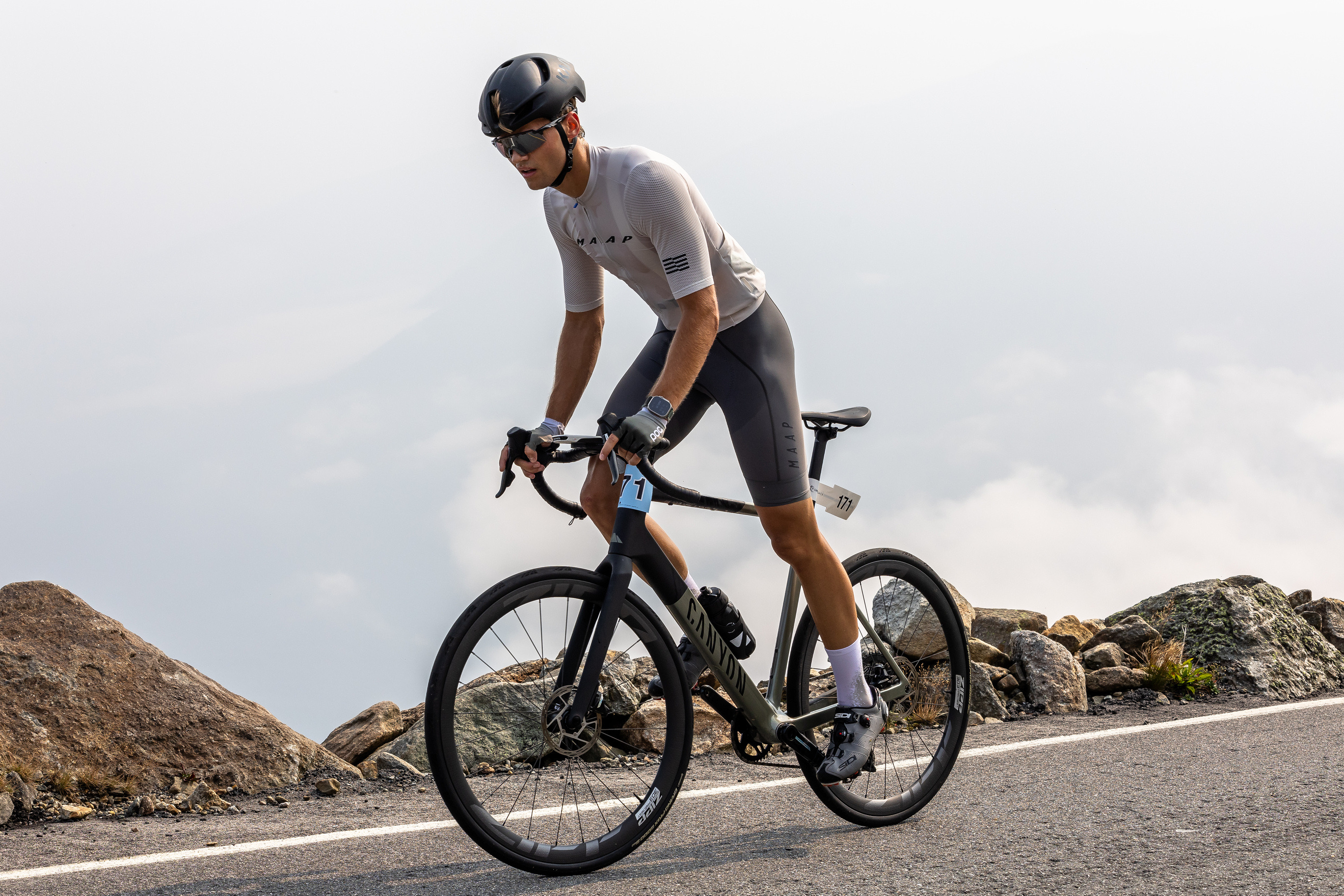 Sam climbing during the Mount Washington Hill Climb 2024